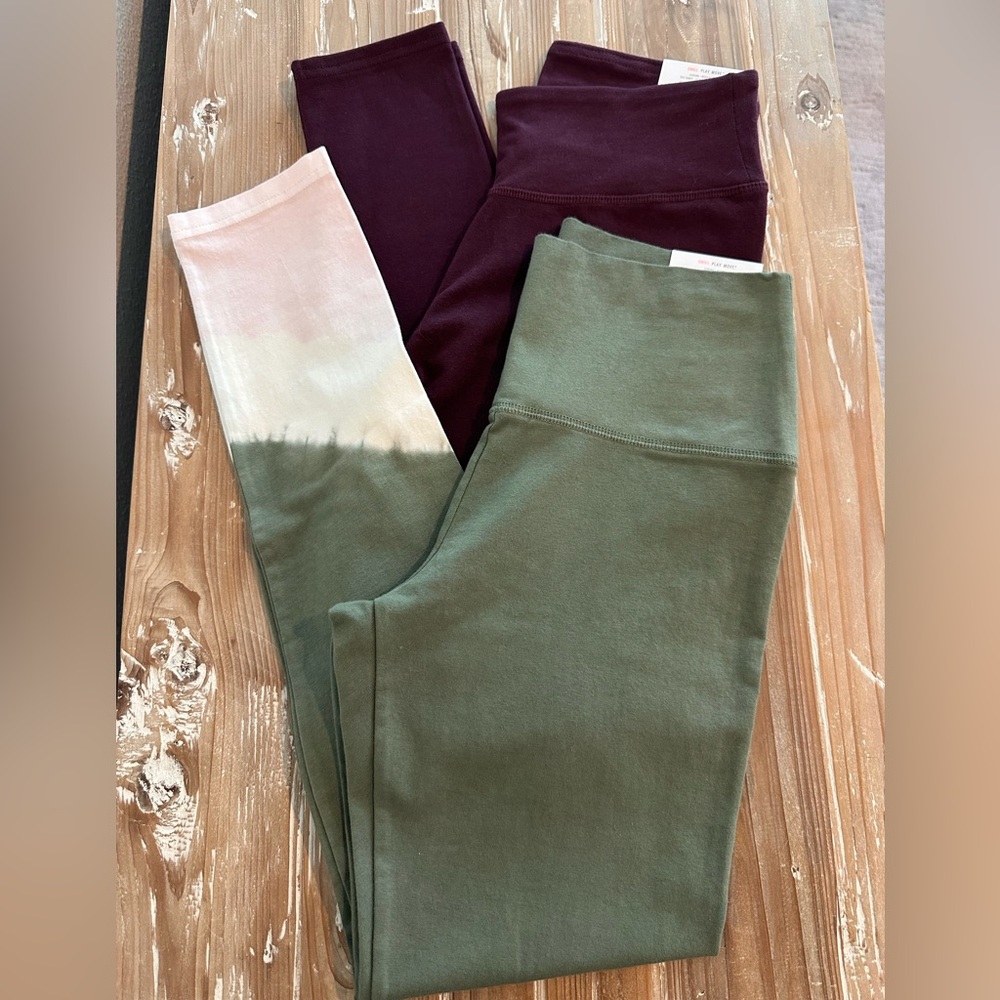 NWT Aerie Leggings 2-Pack Bundle - Olive Green Burgundy (Size Small)